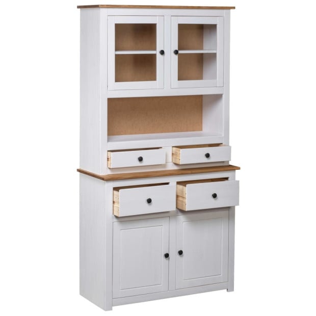 Highboard White 93x40.5x180 Cm Solid Pinewood Panama Range Image 4