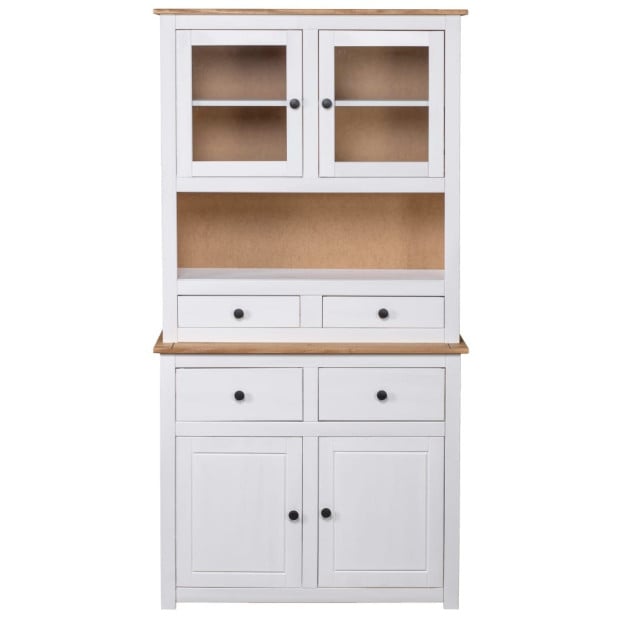 Highboard White 93x40.5x180 Cm Solid Pinewood Panama Range Image 5