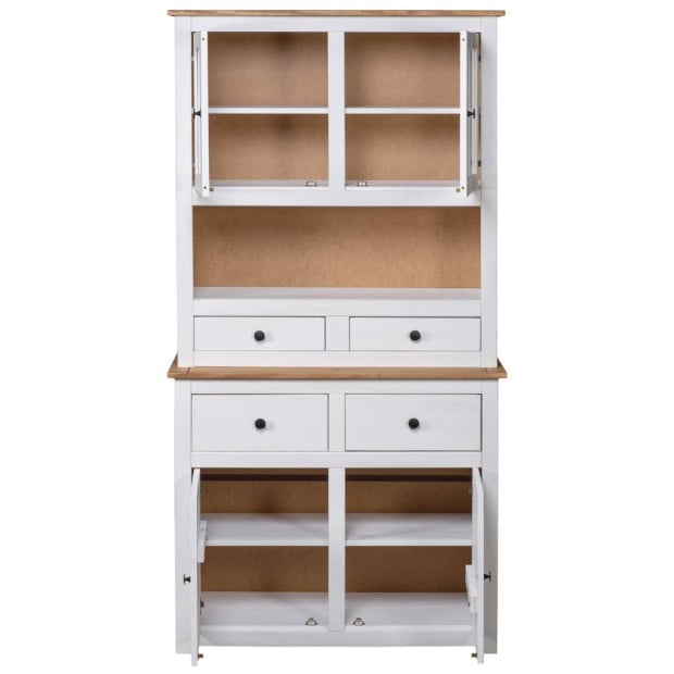Highboard White 93x40.5x180 Cm Solid Pinewood Panama Range Image 6