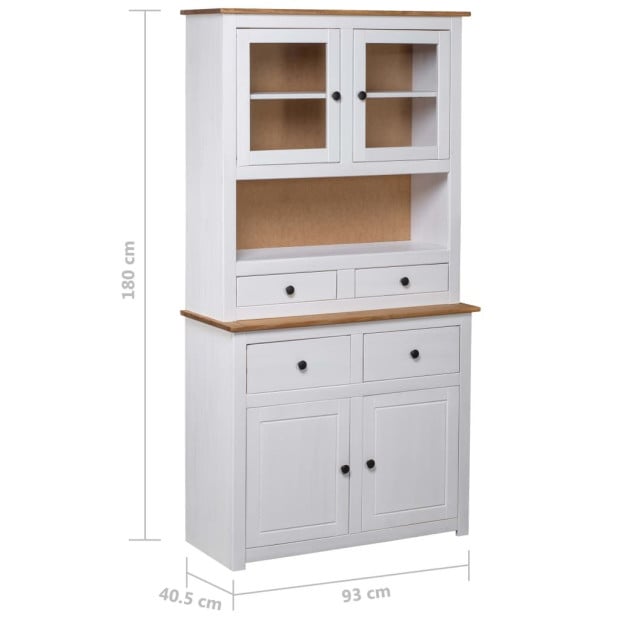 Highboard White 93x40.5x180 Cm Solid Pinewood Panama Range Image 7