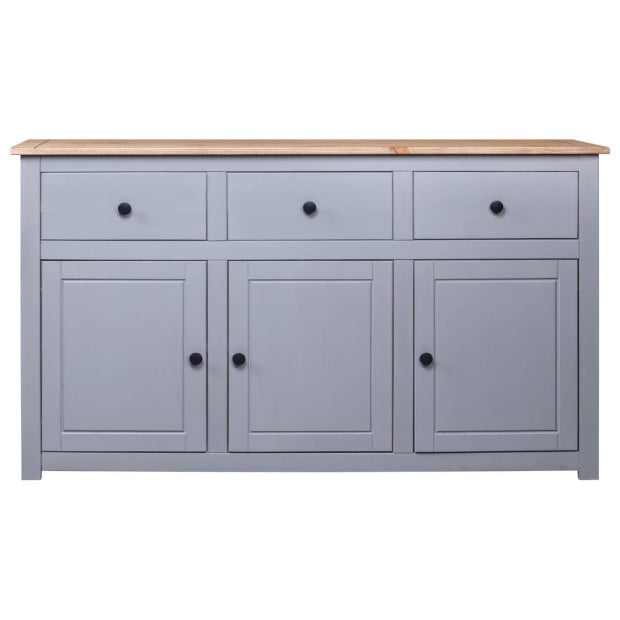 Sideboard Grey 135x40x80 Cm Solid Pinewood Panama Range Image 2