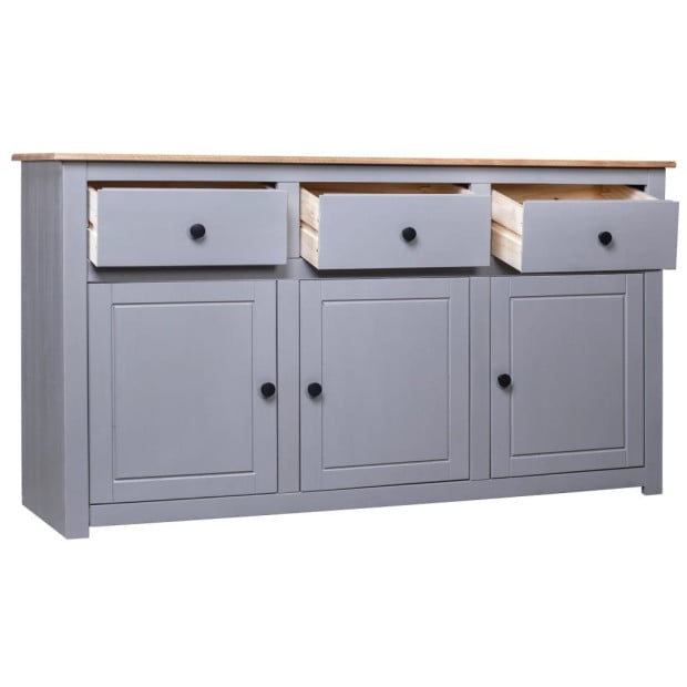 Sideboard Grey 135x40x80 Cm Solid Pinewood Panama Range Image 3