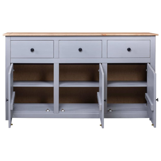 Sideboard Grey 135x40x80 Cm Solid Pinewood Panama Range Image 4