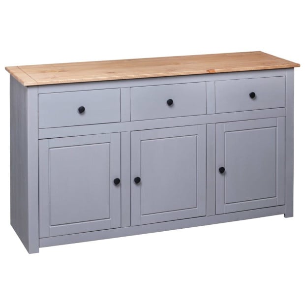 Sideboard Grey 135x40x80 Cm Solid Pinewood Panama Range Image 5