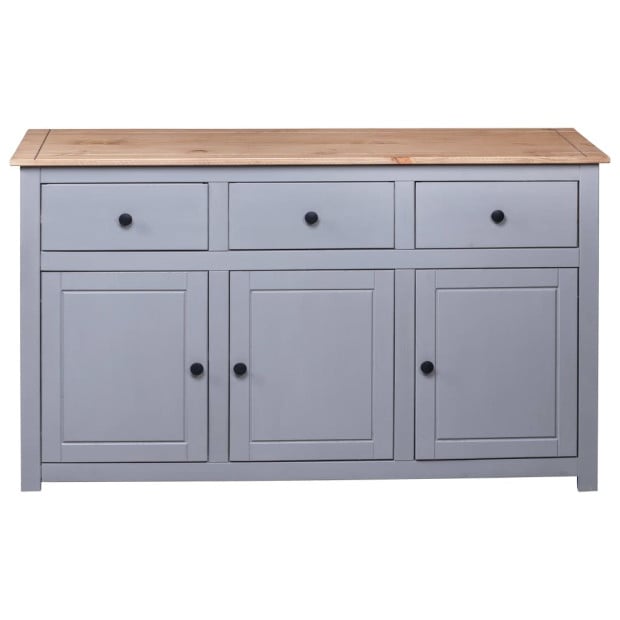 Sideboard Grey 135x40x80 Cm Solid Pinewood Panama Range Image 6