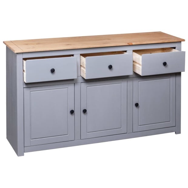 Sideboard Grey 135x40x80 Cm Solid Pinewood Panama Range Image 7