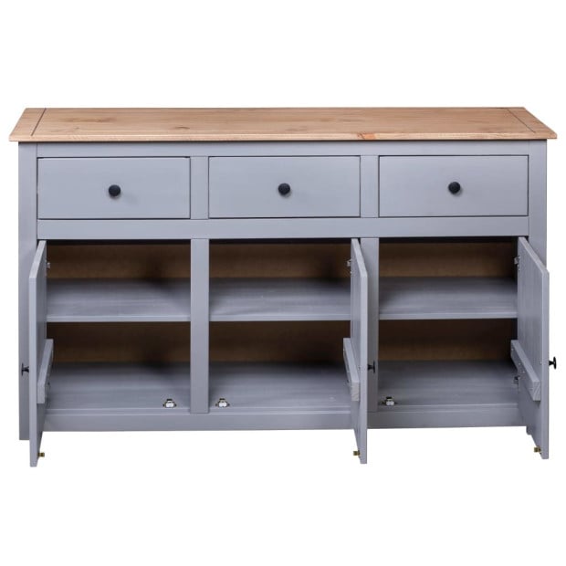 Sideboard Grey 135x40x80 Cm Solid Pinewood Panama Range Image 8