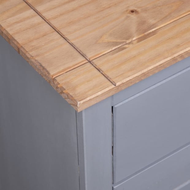 Sideboard Grey 135x40x80 Cm Solid Pinewood Panama Range Image 9