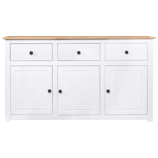 Sideboard White 135x40x80 Cm Solid Pinewood Panama Range Image 2