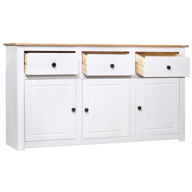 Sideboard White 135x40x80 Cm Solid Pinewood Panama Range Image 3