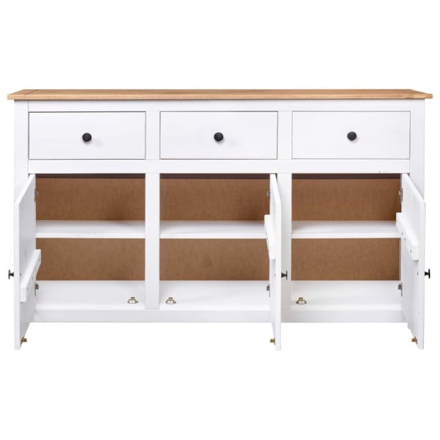 Sideboard White 135x40x80 Cm Solid Pinewood Panama Range Image 4