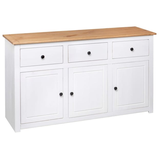 Sideboard White 135x40x80 Cm Solid Pinewood Panama Range Image 5