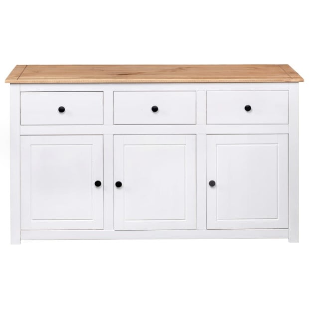 Sideboard White 135x40x80 Cm Solid Pinewood Panama Range Image 6