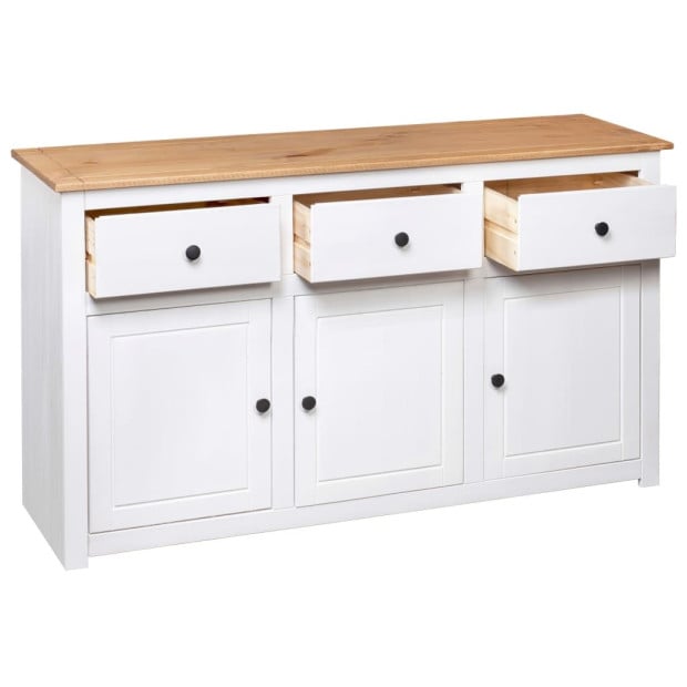 Sideboard White 135x40x80 Cm Solid Pinewood Panama Range Image 7