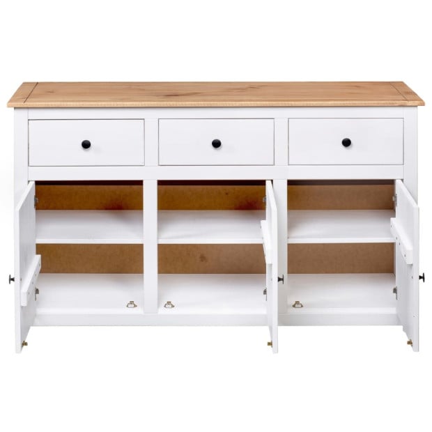 Sideboard White 135x40x80 Cm Solid Pinewood Panama Range Image 8