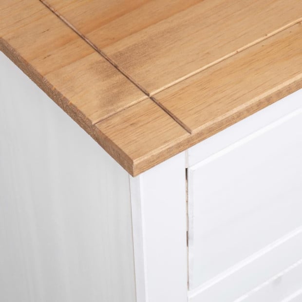 Sideboard White 135x40x80 Cm Solid Pinewood Panama Range Image 9