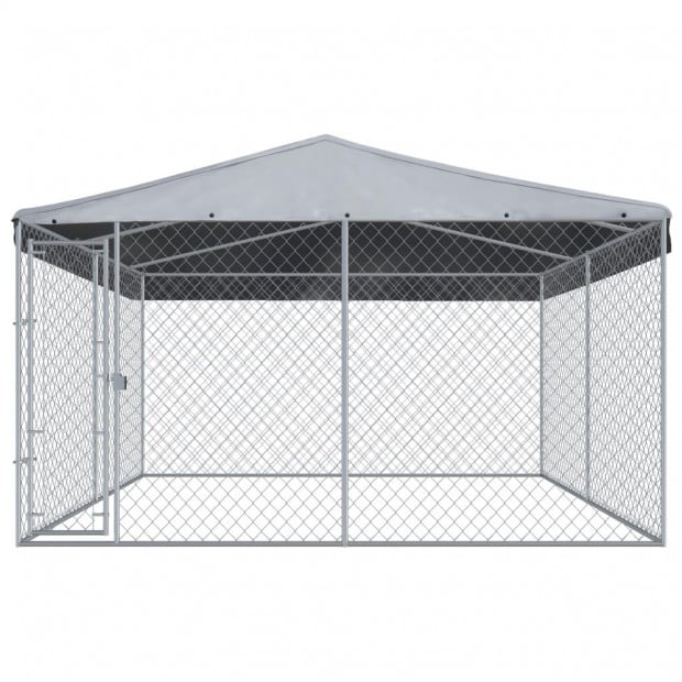 Outdoor Dog Kennel With Roof 382x382x225 Cm Image 2