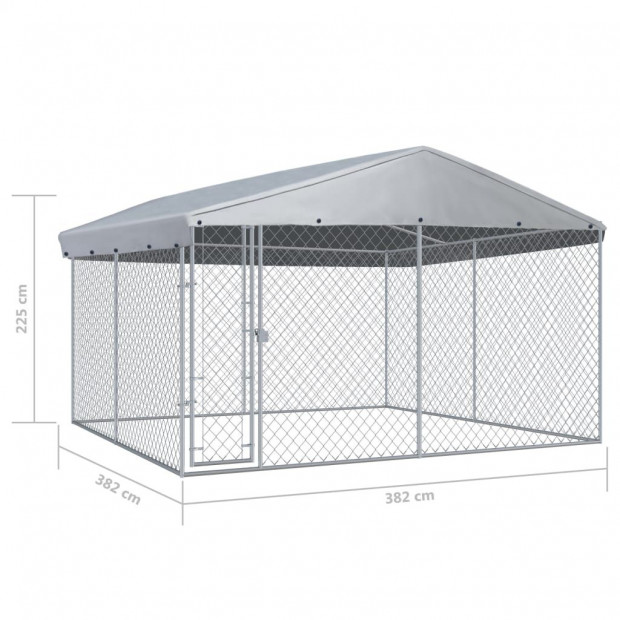 Outdoor Dog Kennel With Roof 382x382x225 Cm Image 5