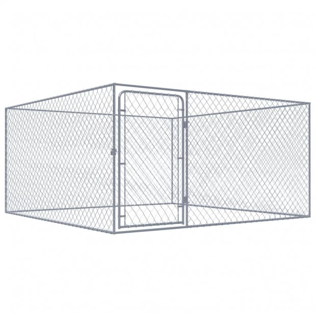 Outdoor Dog Kennel Galvanised Steel 2x2x1 M