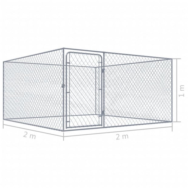 Outdoor Dog Kennel Galvanised Steel 2x2x1 M Image 5