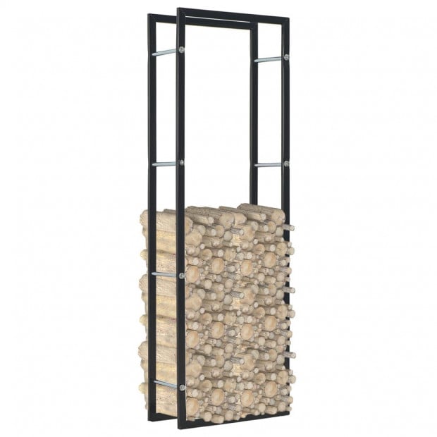 Firewood Rack Black 50x20x150 Cm Steel Image 2