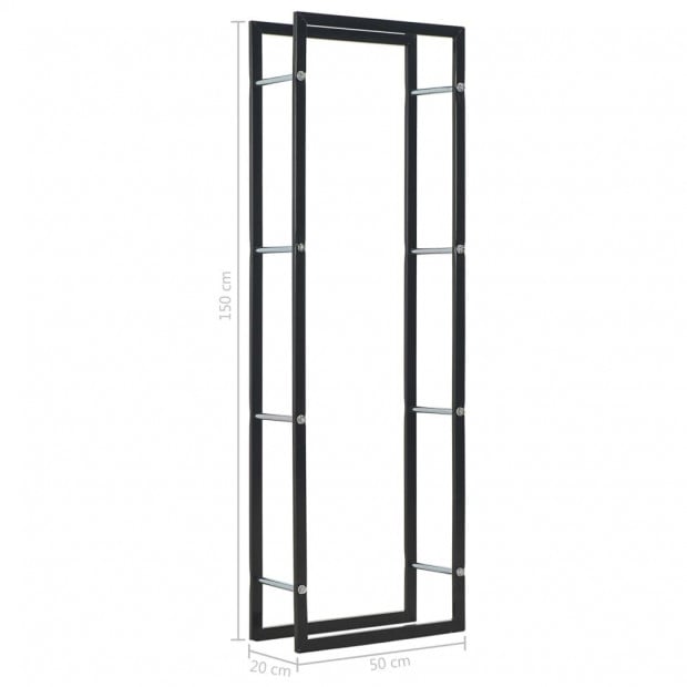 Firewood Rack Black 50x20x150 Cm Steel Image 6
