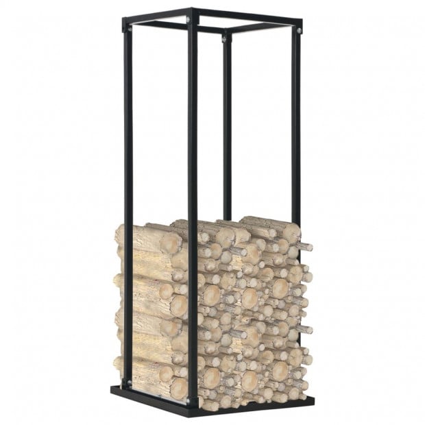 Firewood Rack With Base Black 37x37x113 Cm Steel Image 2