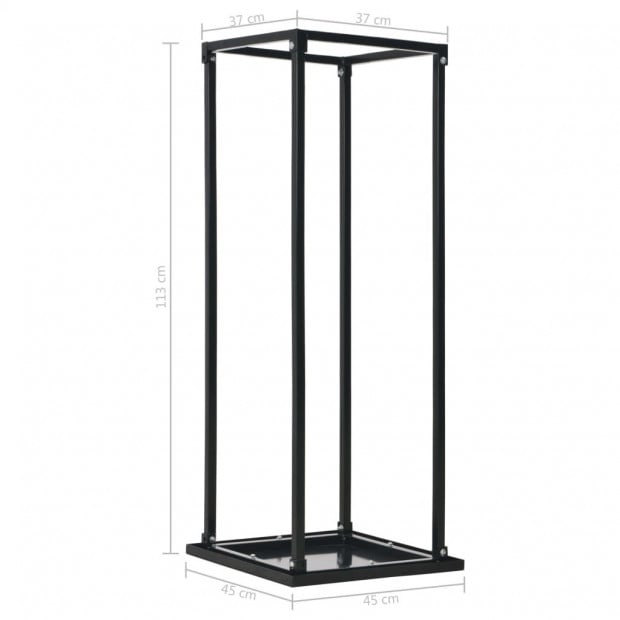 Firewood Rack With Base Black 37x37x113 Cm Steel Image 6
