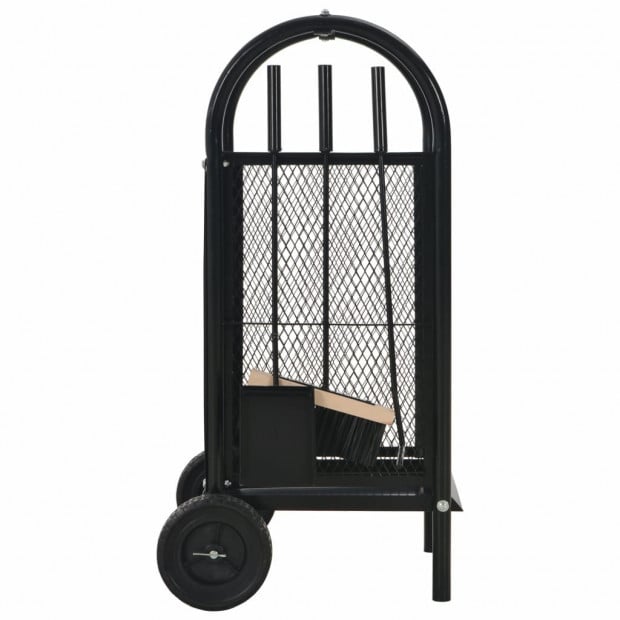 Firewood Cart Black 30x35x81 Cm Steel Image 3