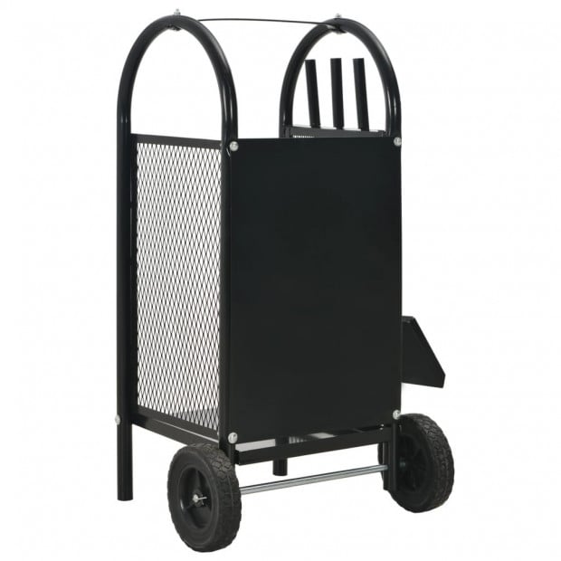 Firewood Cart Black 30x35x81 Cm Steel Image 4