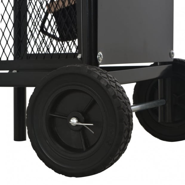 Firewood Cart Black 30x35x81 Cm Steel Image 5