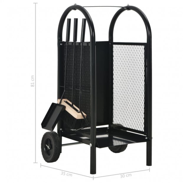 Firewood Cart Black 30x35x81 Cm Steel Image 9