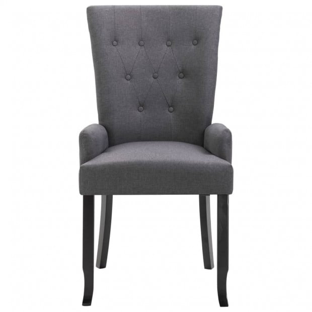 Dining Chairs With Armrests 2 Pcs Dark Grey Fabric Image 4