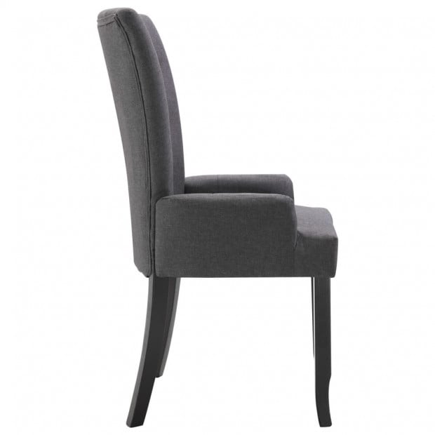 Dining Chairs With Armrests 2 Pcs Dark Grey Fabric Image 5