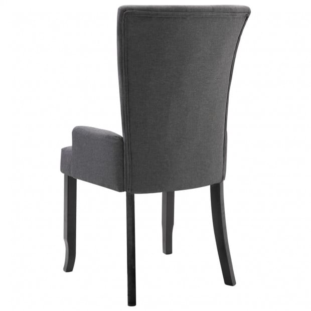 Dining Chairs With Armrests 2 Pcs Dark Grey Fabric Image 6