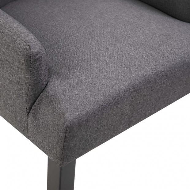 Dining Chairs With Armrests 2 Pcs Dark Grey Fabric Image 7