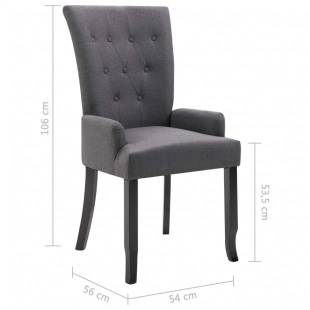 Dining Chairs With Armrests 2 Pcs Dark Grey Fabric Image 8