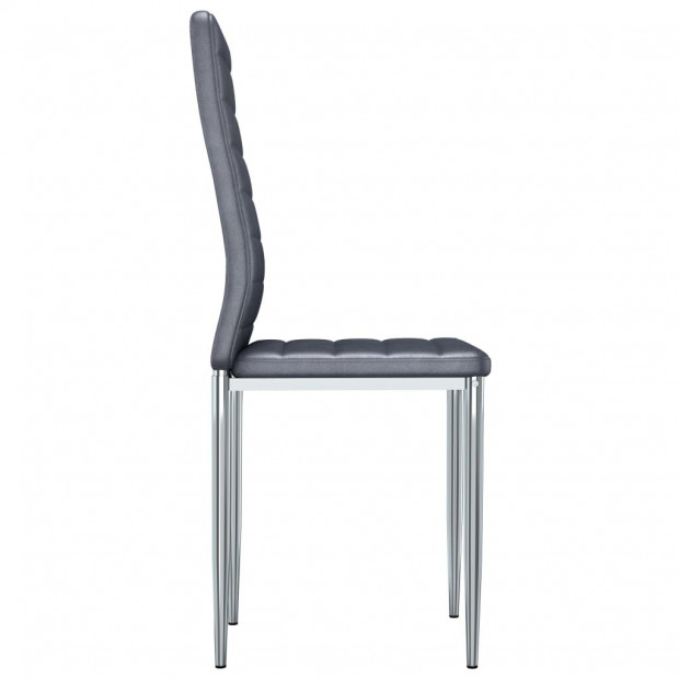 Dining Chairs 6 Pcs Grey Faux Suede Leather Image 4