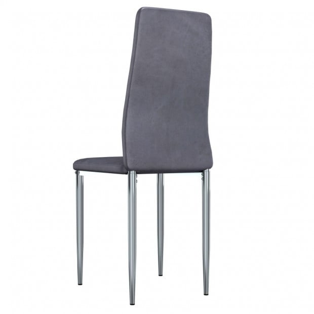 Dining Chairs 6 Pcs Grey Faux Suede Leather Image 5