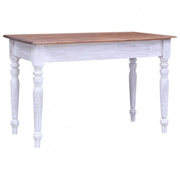 Desk With Drawers White 117x57x75 Cm Solid Reclaimed Wood Image 4