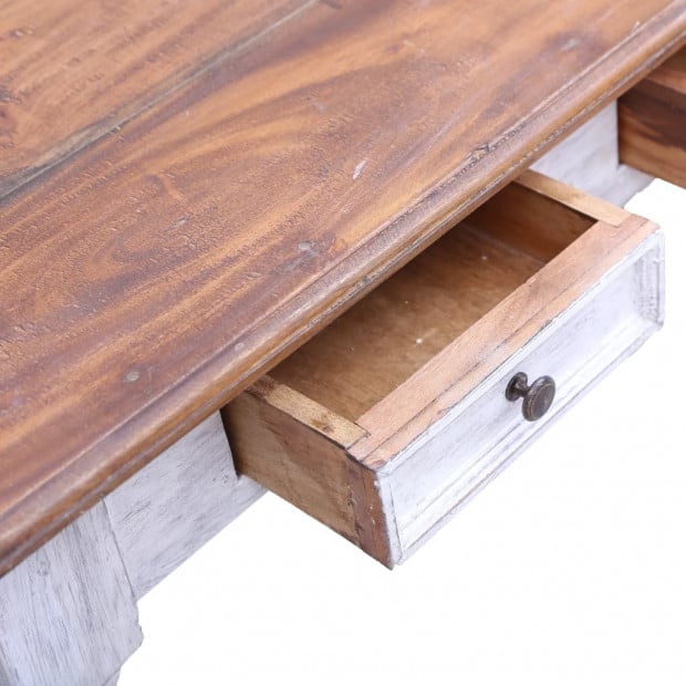 Desk With Drawers White 117x57x75 Cm Solid Reclaimed Wood Image 7