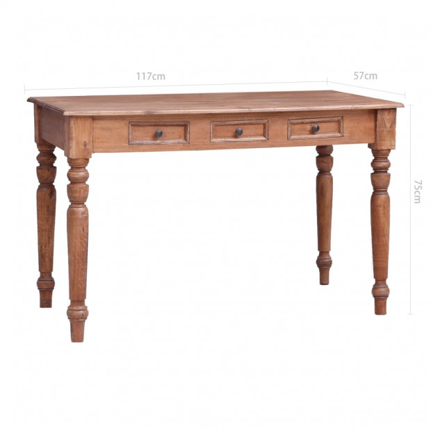 Desk With Drawers 117x57x75 Cm Solid Reclaimed Wood Image 8