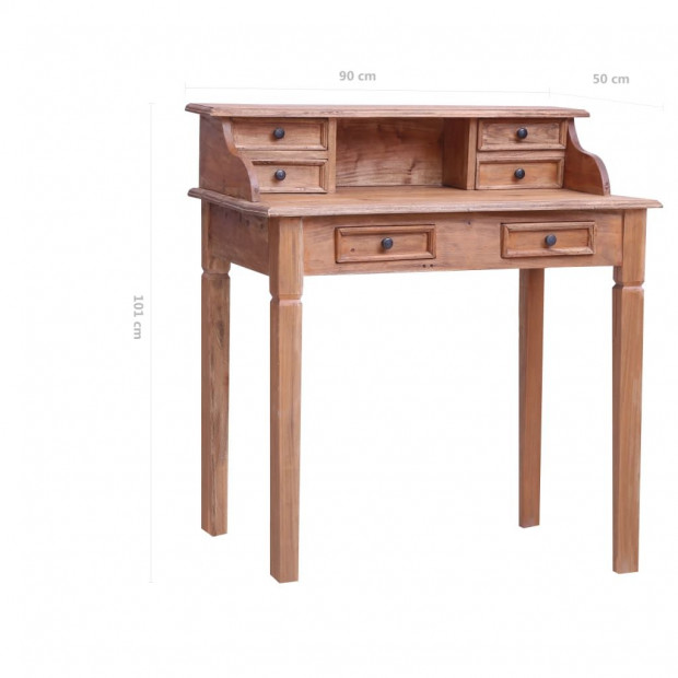 Writing Desk With Drawers 90x50x101 Cm Solid Reclaimed Wood Image 9