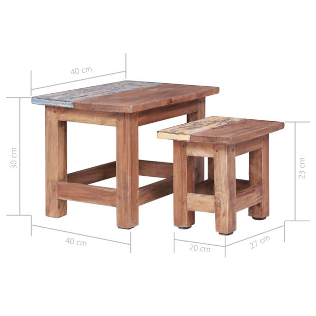 Nesting Tables 2 Pcs Solid Reclaimed Wood Image 7