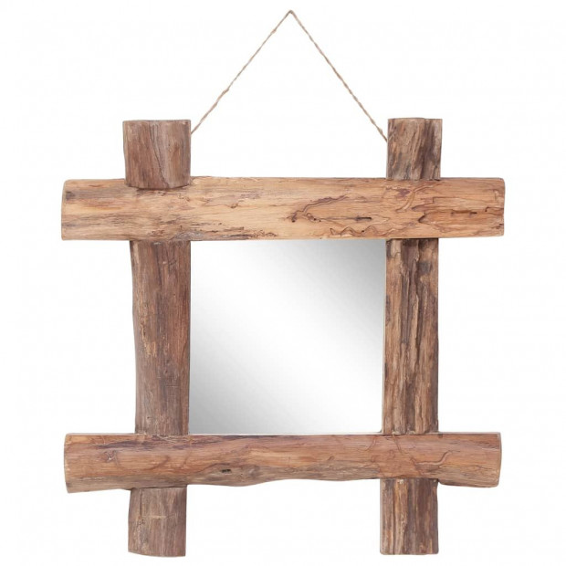 Log Mirror Natural 50x50 Cm Solid Reclaimed Wood