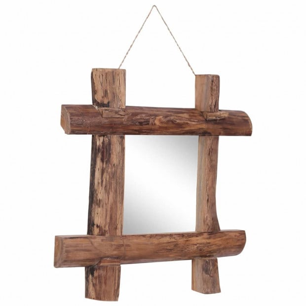 Log Mirror Natural 50x50 Cm Solid Reclaimed Wood Image 5