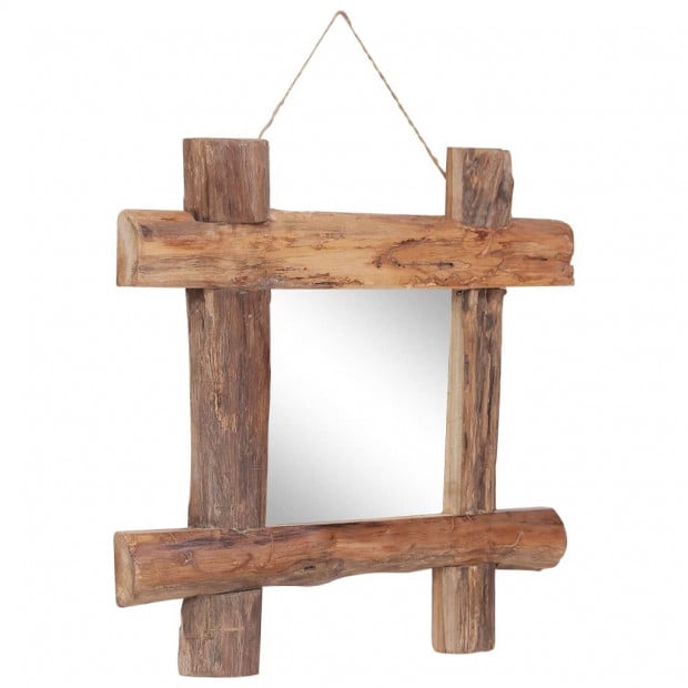 Log Mirror Natural 50x50 Cm Solid Reclaimed Wood Image 6