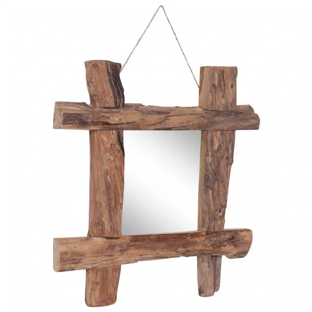Log Mirror Natural 50x50 Cm Solid Reclaimed Wood Image 7