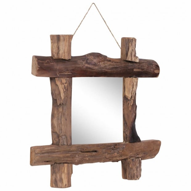 Log Mirror Natural 50x50 Cm Solid Reclaimed Wood Image 8