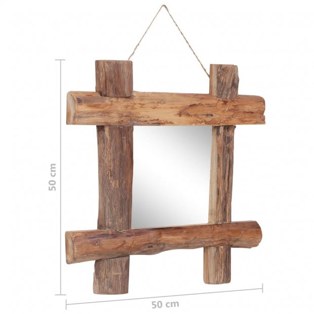 Log Mirror Natural 50x50 Cm Solid Reclaimed Wood Image 9